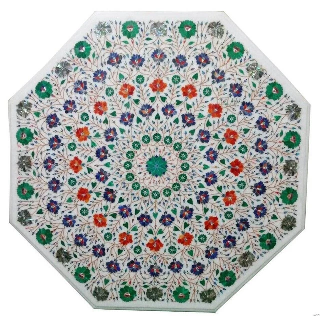 Marble Center Table Top, Handmade Inlay Coffee Table, Kitchen Table Dining Table
