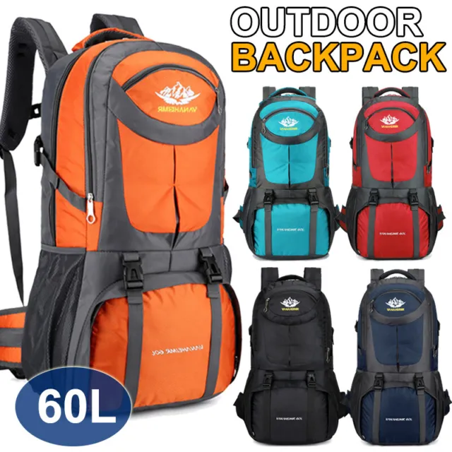 60L Large Waterproof Hiking Camping Bag Travel Backpack Outdoor Luggage Rucksack
