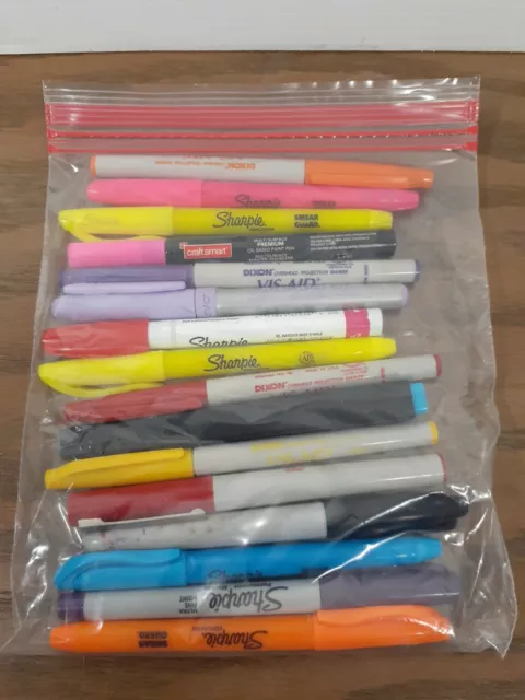 Lot of 16 Permanent Marker Pens  Of  Various Colors