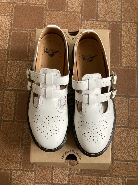 CHAUSSURES À DOUBLE boucle Dr. Martens Doc 8065 cuir blanc Mary Jane B ...