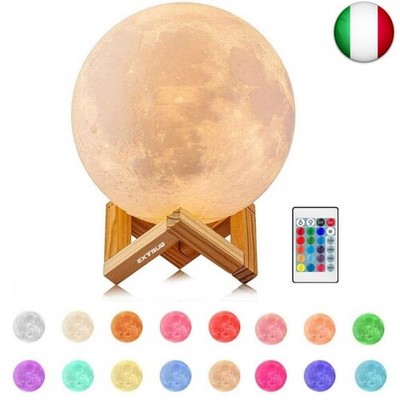 Regalo ideale per donna e bambini Telecomando e Toccare il Controllo Luce Notturna LED ICONNTECHS Moon Lamp di Stampa 3D Dimmerabile Luce Lunare 15 cm 16 Colori RGB USB Ricaricabile Lampada Luna 