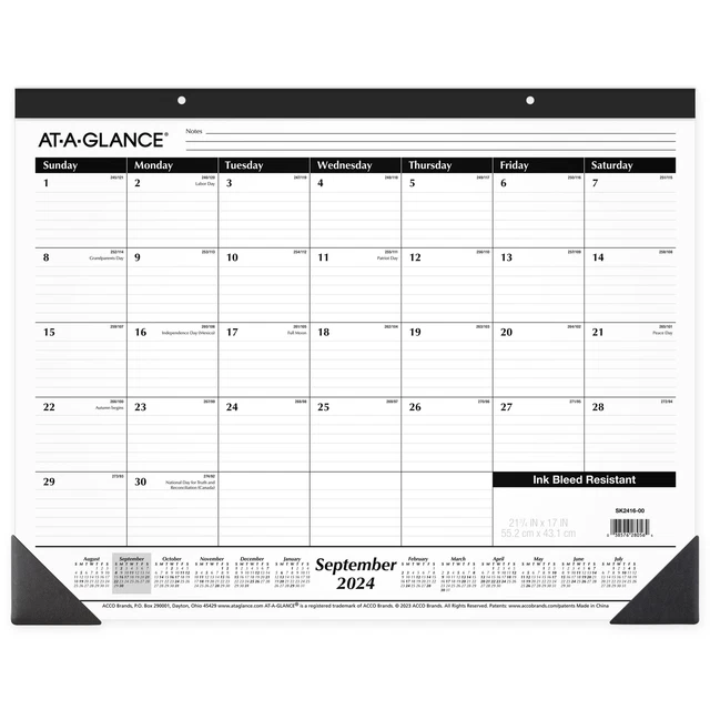 ATAGLANCE ACADEMIC 20242025 Monthly Desk Pad Calendar Standard 21 34