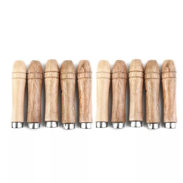 10pcs en Bois Lime Poignée Remplacement Strong-Metal Col for File-Craft-Tool 9cm