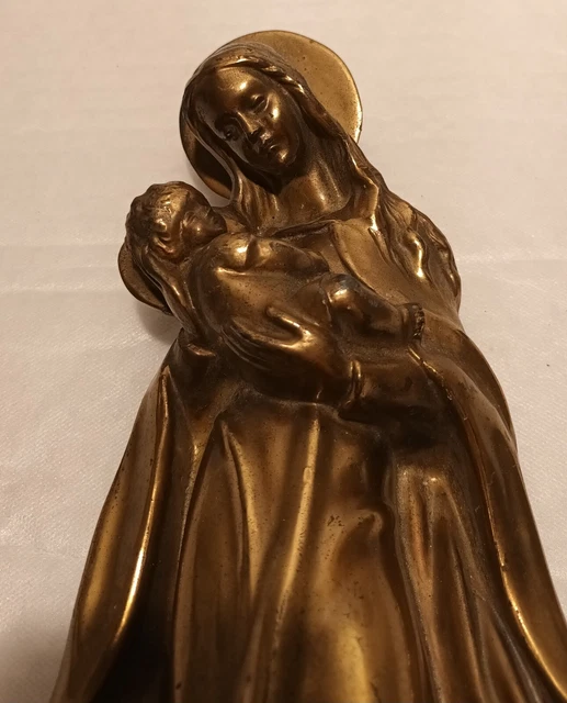Figur Aus Mutter Courage 5 Buchstaben HEILIGE FIGUR MUTTER Gottes mit Jesuskind Bronze Messing EUR 39,00