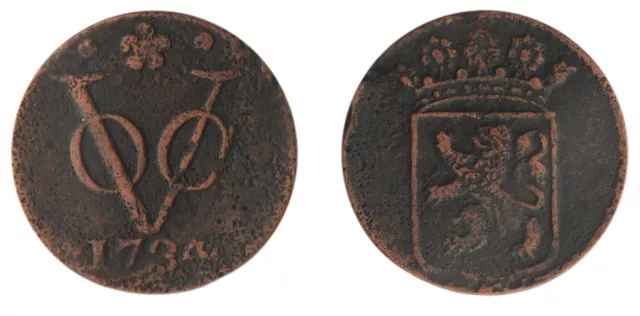 Netherland East Indies VOC - Holland 1 Duit, 1726-1804, KM #70, Fine