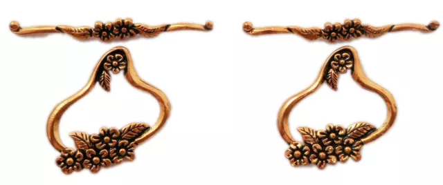 2 Set 39X49mm Bali Flower Toggle Clasp Antique Copper Jewelry Making