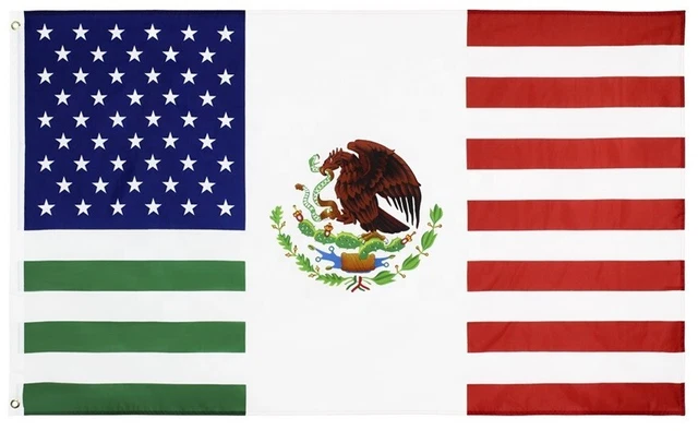USA & Mexiko Flaggen-Banner 3x5 Fuß (ca. 90x150 Cm) – Großhandel, Mit Ösen, 100% Polyester