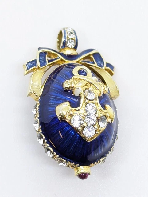 Sterling Silver 925 7.78g Faberge Egg Style Blue Studded Gold Tone C (LP1082983)