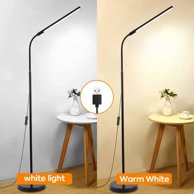 360° 12W Modern LED Reading Light Floor Lamp for Bedroom Gooseneck Standing Lamp