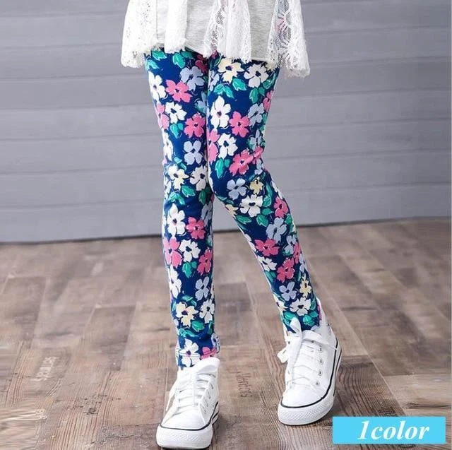 Bambine Primavera Estate Leggings Fiore Stampa Classico Lungo Pan