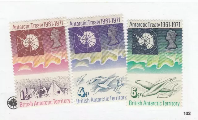 Br. Antarctic Terr. (Mk6532,A) # 39-41 Vf-Mlh/ #59-Used Antarctic Treaty+ Cv $34