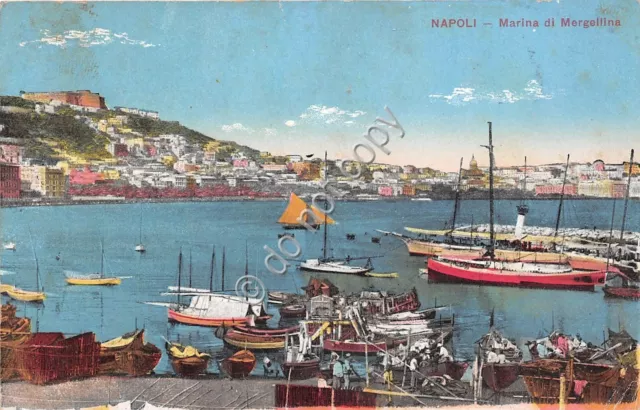 Cartolina - Postcard - Illustrata - Napoli - Marina di Mergellina - 1915