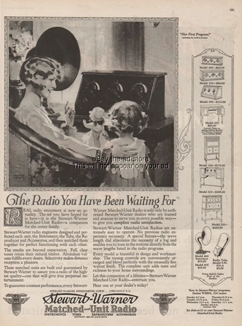 1925 Stewart Warner Radio Receiver Tube Loudspeaker Andrew Loomis Art Ad