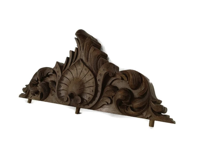 Carved Wooden Pediment Spindle Over door Architectural Antique Ornate Small Love