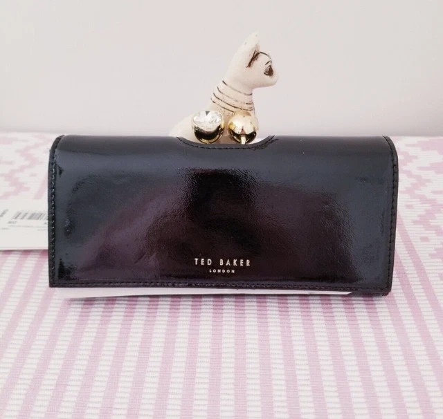 TED BAKER ELADOR Crinkle Patent Bobble Leather Matine Large Purse BNWT Black 75.00 PicClick UK