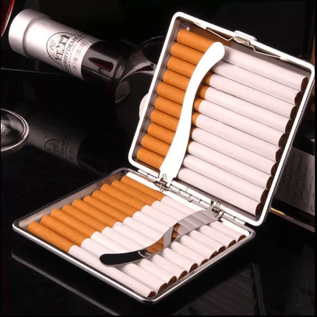 Leather Cigar Cigarette Tobacco Case Holder Pocket Box Storage For 20 Cigars UK