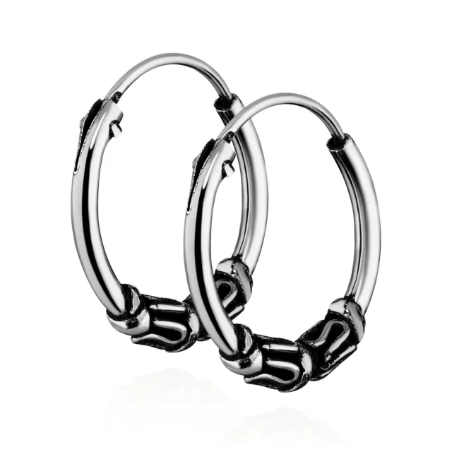 Boucles d'oreilles en argent sterling 925 12 mm celtiques CRÉOLE SINGLE/PAIRE WIking Bali NEUVES