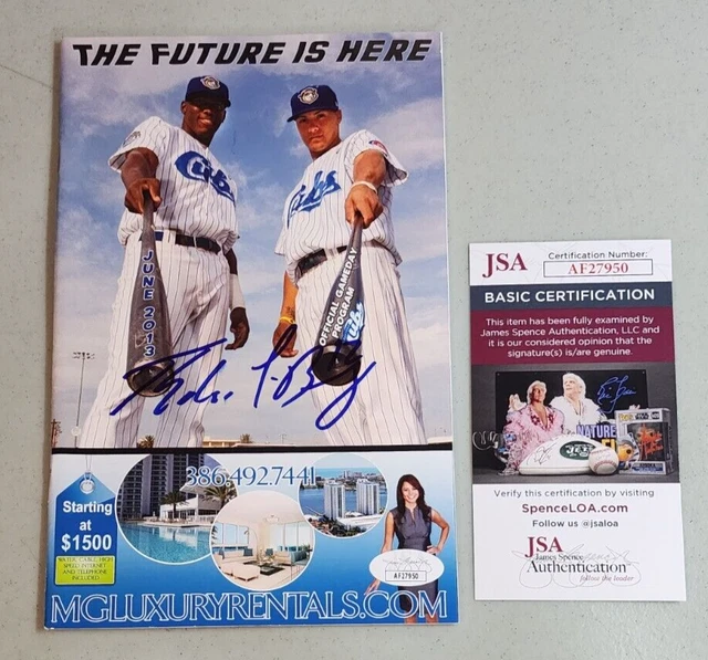 Javier Baez Autographed/Signed Mini Bobble Head Chicago Cubs Beckett 36087