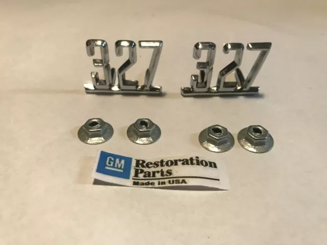67 68 69 Fender Emblem "327" Camaro, Nova, Chevelle, Impala, Fullsize