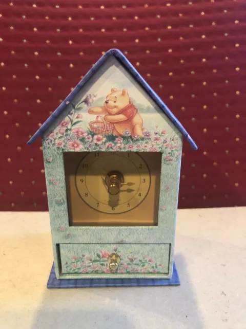 Vintage Walt Disney Winnie The Pooh Simply Pooh Cardboard Clock With Drawer