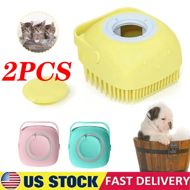 Pet Dog Cat Silicone Softy Massage Bath Brush Scrubber Shampoo Dispenser Shower