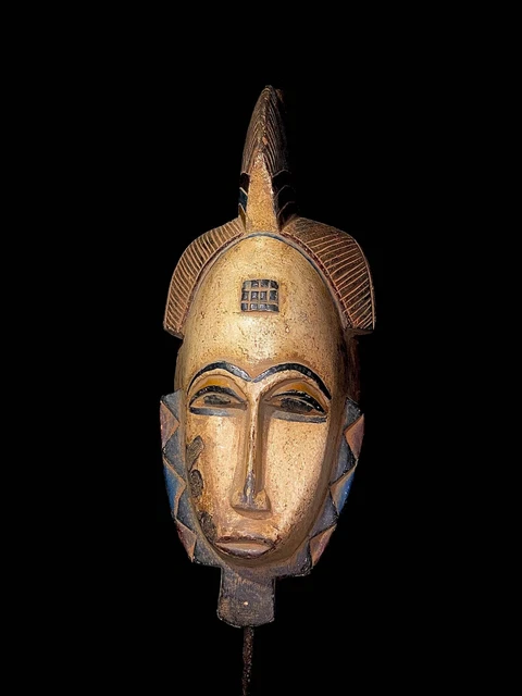 African Wooden Hand Carved Vintage Wall Bambara Ethnic The Guro style MASK-3530