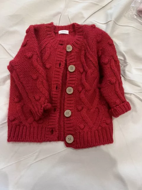 Next Red Knitted Jumper For Baby Size 9-12 Months