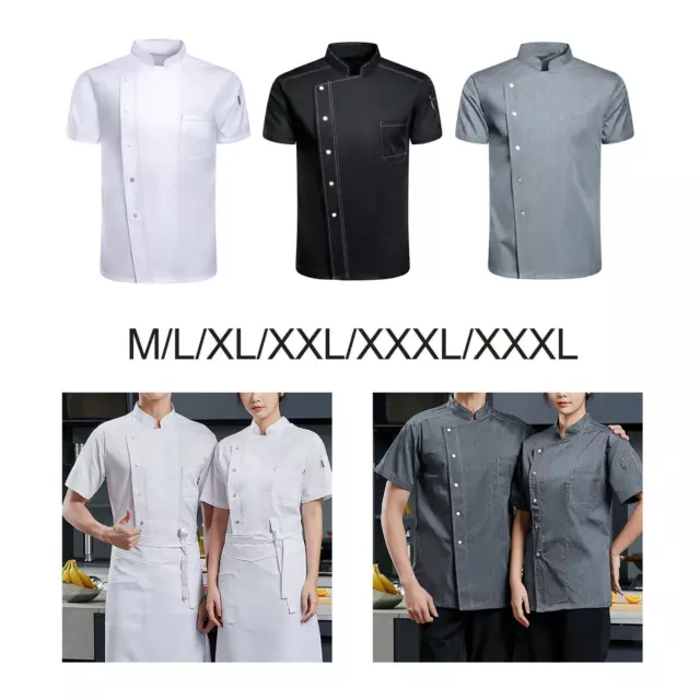 Chef Coat Jacket Waiter Apparel Chef Clothing Snap Button with Pockets Chef Wear