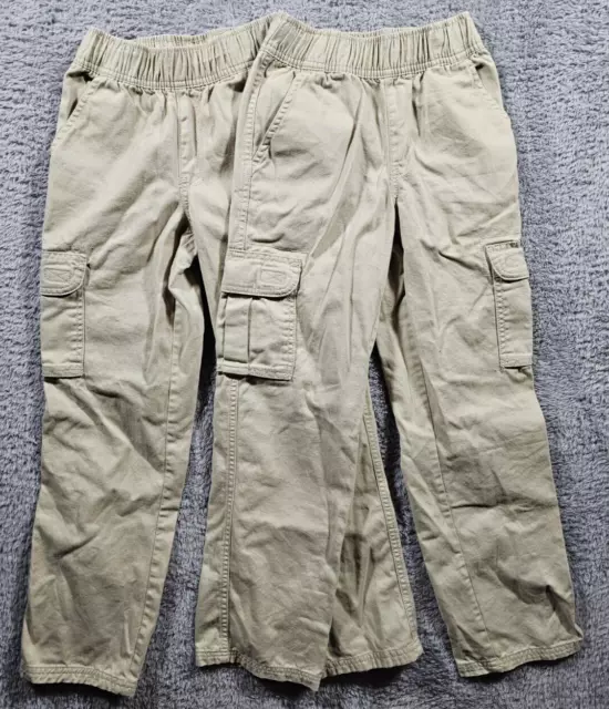 Lot 2 The Childrens Place Adjustable Tan Khaki Cargo Pants Boys Size 8 Slim