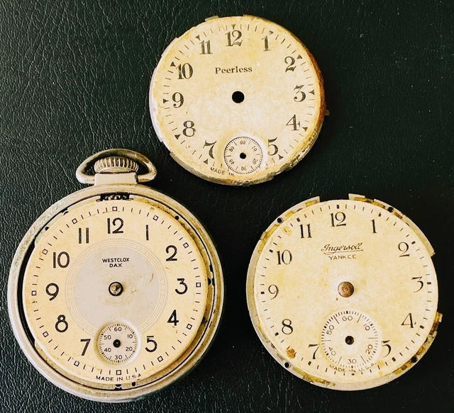 ANTIQUE POCKET WATCH Parts Lot Westclox Dax Ingersoll Yankee Peerless