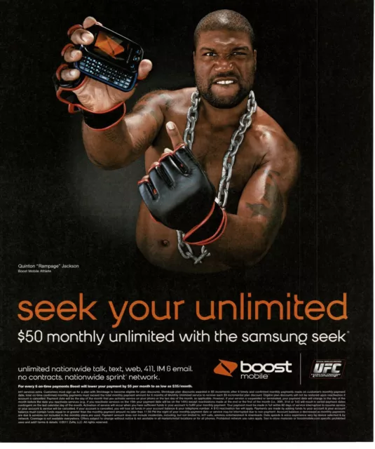 2011 Boost Mobile Quinton Rampage Jackson MMA Vintage Print Ad