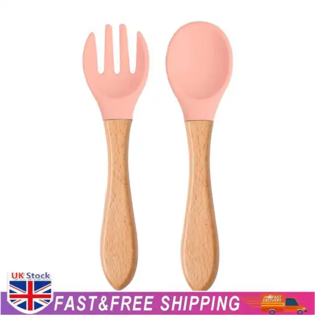 Baby Wooden Silicone Feeding Spoon Toddlers BPA-free Tableware (12)