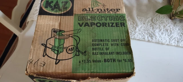 VTG 1950's KAZ Electric Vaporizer Model 200 Glass Box Cord