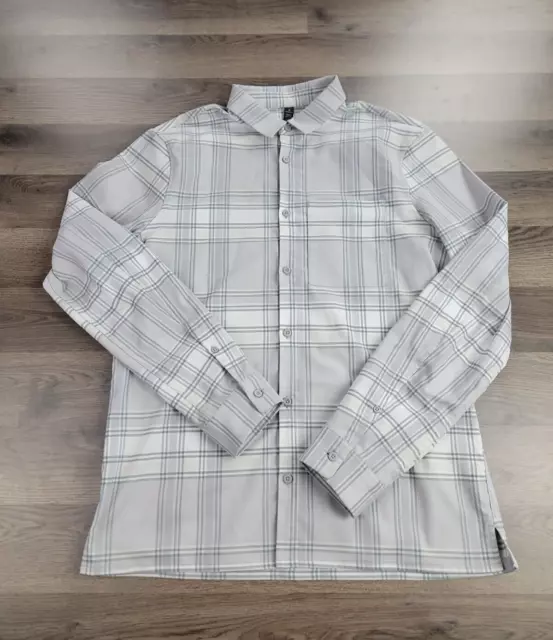 Lululemon Shirt Large Gray Plaid Masons Peak Flannel Long Sleeve Button Up Mens