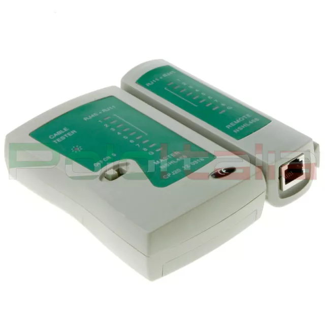 TESTER di Rete ethernet RJ45 / telefono RJ11 per cavo pc internet cable network 3