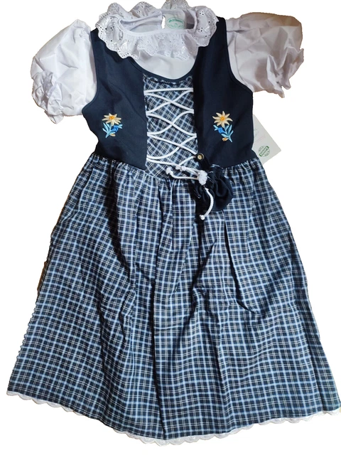Sottogonna per bambini Dirndl 122 in cotone cucita su blu