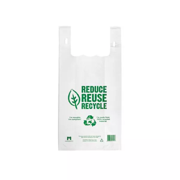 1000x Medium Re-Usable Plastic Carry Bag White 500x250x124mm Bags Recyclable