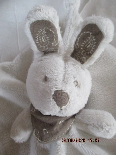 doudou plat lapin blanc foulard taupe beige marron SIMBA TOYS NICOTOY 2