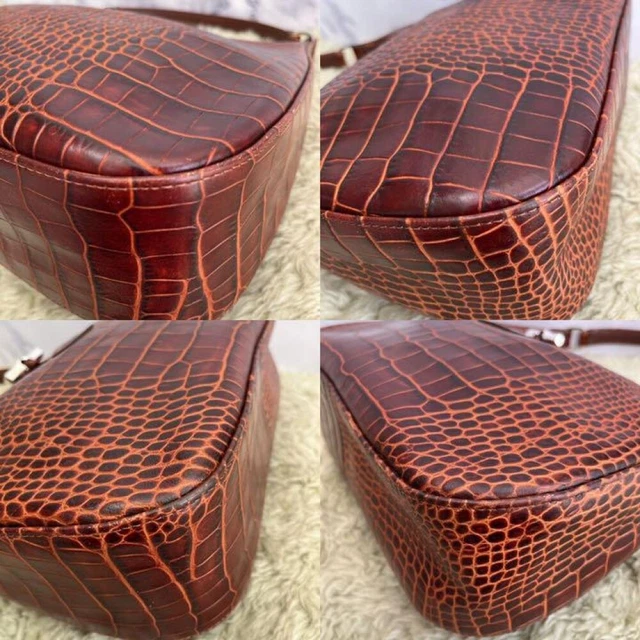 LONGCHAMP Roseau Embossed Shoulder Bag Brown Leather HandBag from japan 6