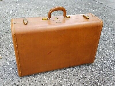 Vtg Large Samsonite 21" Shwayder Bros. Leather Hard Shell Luggage Suitcase Brown