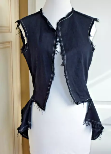 Comme des Garcons Vintage Black Frayed Vest/Top/Jacket Small Made in Japan