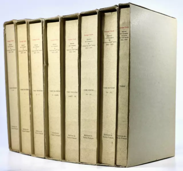 BIBLIOGRAPHIE éo Manuel amateur livres du XIXe siècle VICAIRE 1974-1975 8/8vols