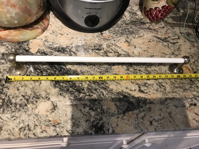 Antique 24" Milk Glass Bathroom Kitchen Towel Bar Holder w/S.M.C Nickel Brackets