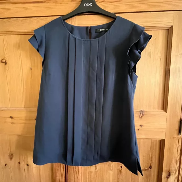 oasis top size 10 blue sleeveless good condition