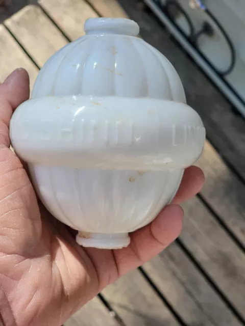 Antique W.C. Shinn Lincoln Neb Milk Glass Lightning Rod Ball for Weathervane