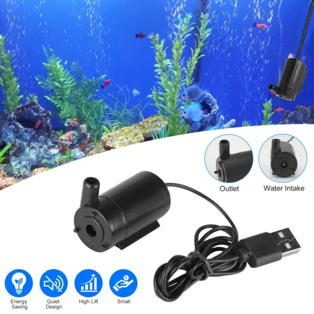 Small Water Pump Mini Mute Submersible USB Cable Garden Fish Tank Fountain Tool
