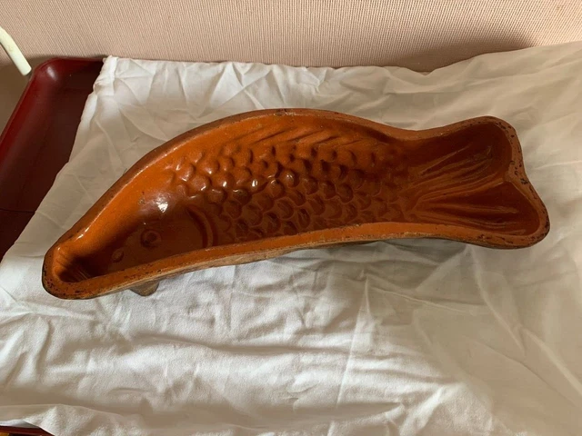 Moule à Gâteau Poisson En Grès D'Alsace - Souvenir De France - Vintage