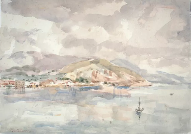 Vernon Wethered (1865–1952) Watercolour landscape, Volo Thessaly, Greece 1934