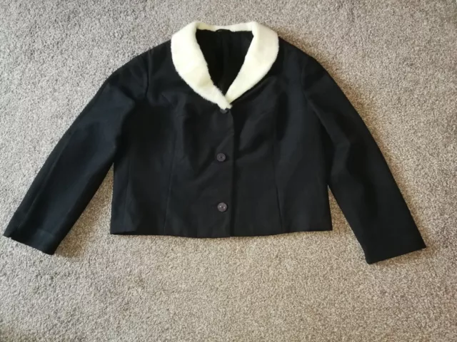Ladies Vintage 1950's 50s Size 14 Wool Jacket Lined Smart Real Fur Collar VGC