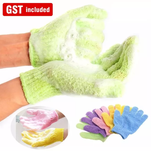 2/4 pairs Exfoliating Bath Gloves Shower Massage Spa Body Hand Scrub Mitt Towel